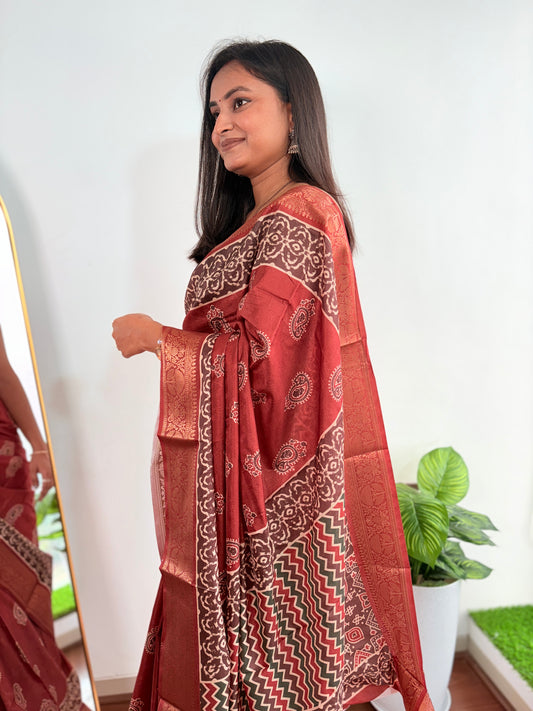 Brown Dola Silk Designer Saree - Heavy Quality for Elegant Occasions