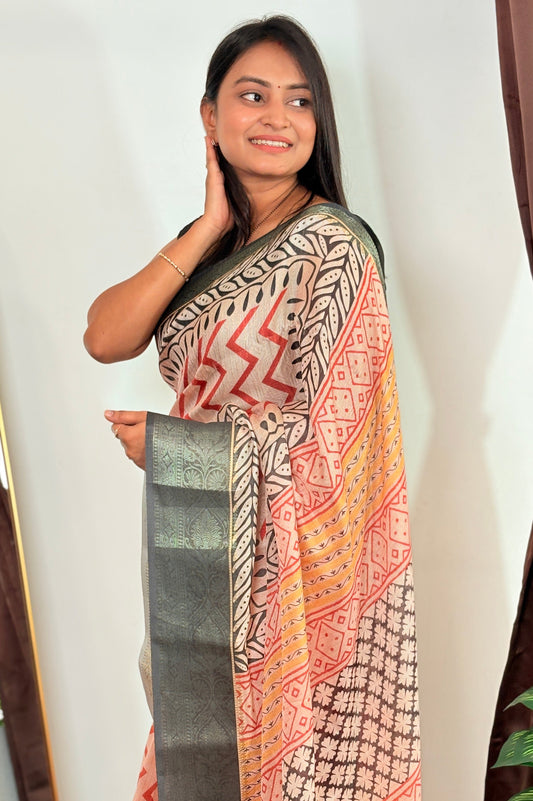 Lehariya Pattern Heavy Quality Dola Silk Designer Saree