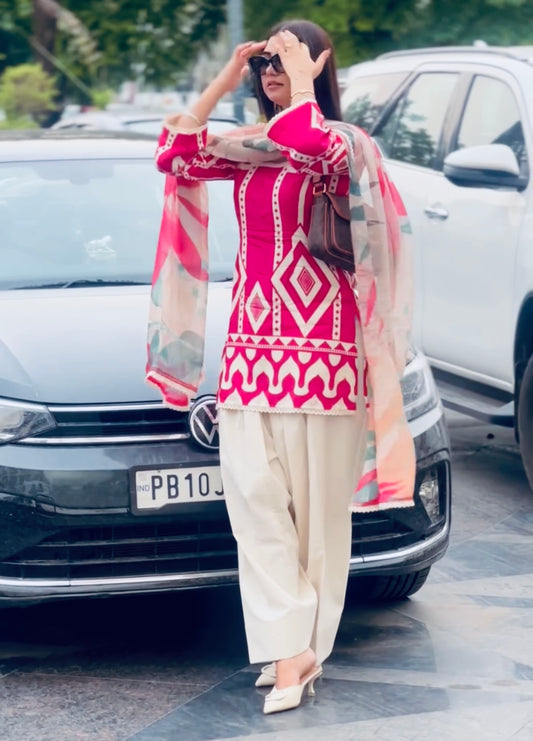 Designer Party Wear Pink Coord Set