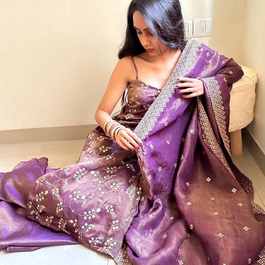 Designer Party Wear Purple Color Plazzo Suit Set