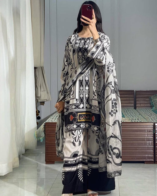 Designer Party Wear Black And White Coord Set