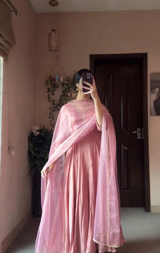 Designer Party Wear Peach Color Exclusive Gown