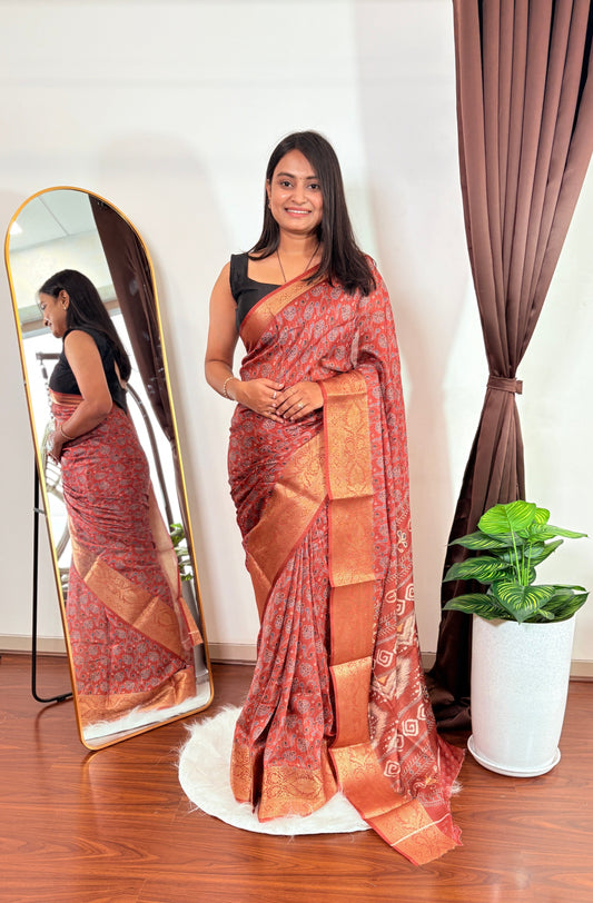 Maroon Color Heavy Quality Dola Silk Designer Saree