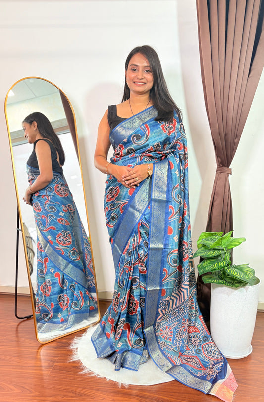 Blue Color Heavy Quality Dola Silk Designer Saree