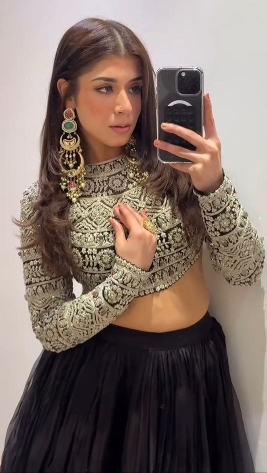 Designer Party Wear Heavy Back Color Indowestern Lehenga Choli
