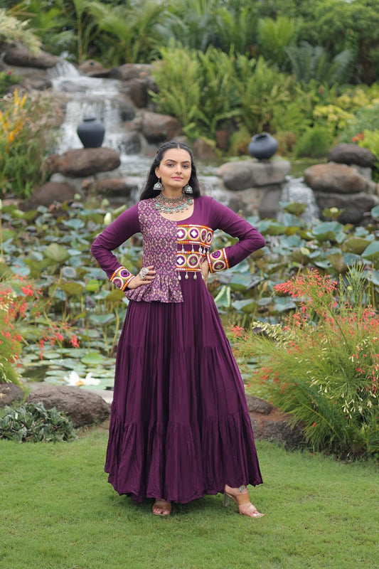 Purple Attractive Navratri Special Gown for Festive Celebrations